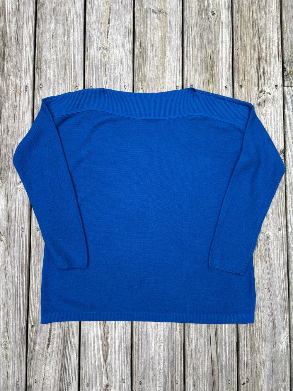 J. Jill Boatneck Pullover Cotton Sweater Sapphire Blue Knit MP Medium Petite NWT